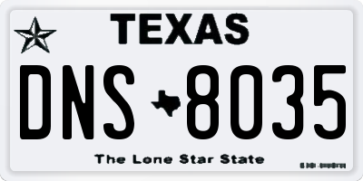 TX license plate DNS8035
