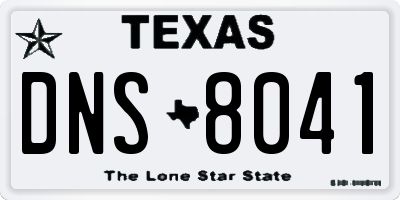 TX license plate DNS8041