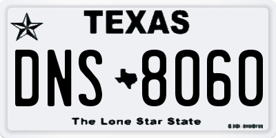TX license plate DNS8060
