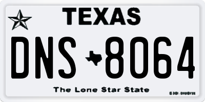 TX license plate DNS8064
