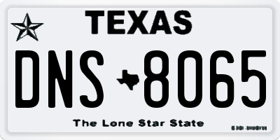 TX license plate DNS8065