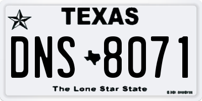 TX license plate DNS8071