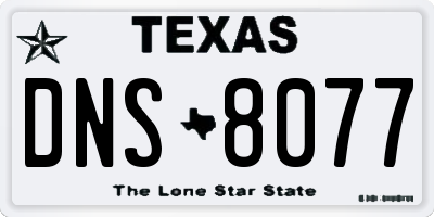 TX license plate DNS8077