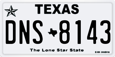 TX license plate DNS8143