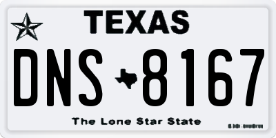 TX license plate DNS8167