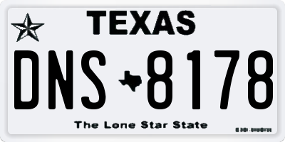 TX license plate DNS8178