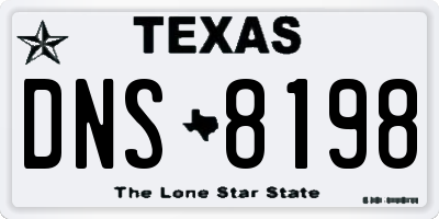 TX license plate DNS8198