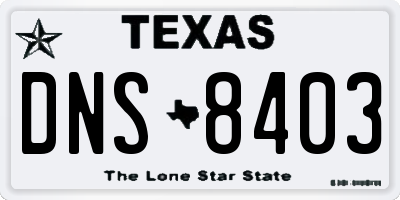 TX license plate DNS8403