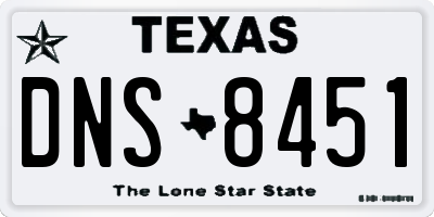 TX license plate DNS8451