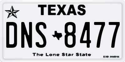 TX license plate DNS8477