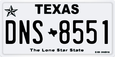 TX license plate DNS8551