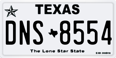 TX license plate DNS8554