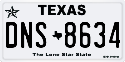 TX license plate DNS8634