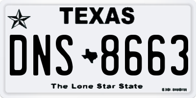 TX license plate DNS8663