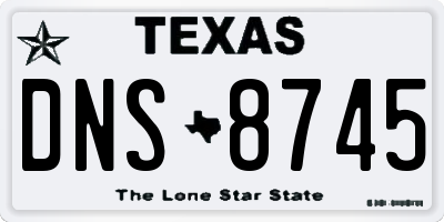 TX license plate DNS8745
