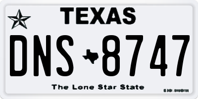 TX license plate DNS8747