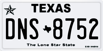 TX license plate DNS8752