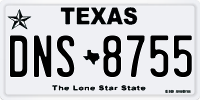 TX license plate DNS8755