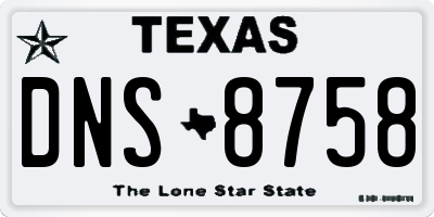 TX license plate DNS8758