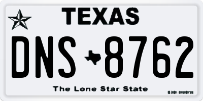 TX license plate DNS8762