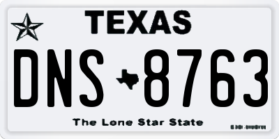 TX license plate DNS8763
