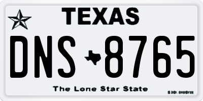 TX license plate DNS8765