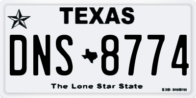 TX license plate DNS8774