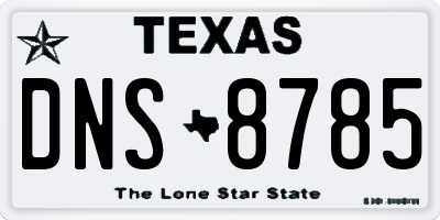 TX license plate DNS8785