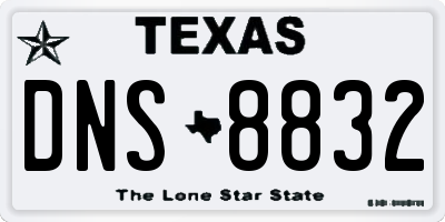 TX license plate DNS8832