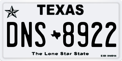 TX license plate DNS8922