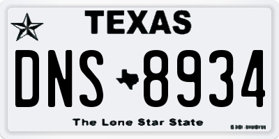 TX license plate DNS8934