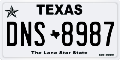 TX license plate DNS8987