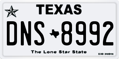 TX license plate DNS8992