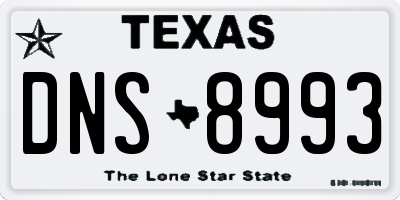 TX license plate DNS8993