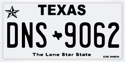 TX license plate DNS9062