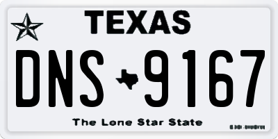 TX license plate DNS9167