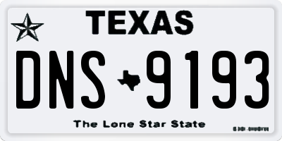 TX license plate DNS9193