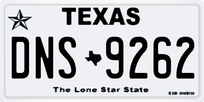 TX license plate DNS9262