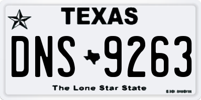 TX license plate DNS9263