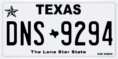 TX license plate DNS9294