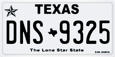 TX license plate DNS9325