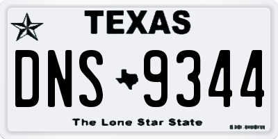 TX license plate DNS9344
