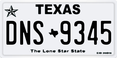 TX license plate DNS9345