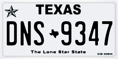 TX license plate DNS9347