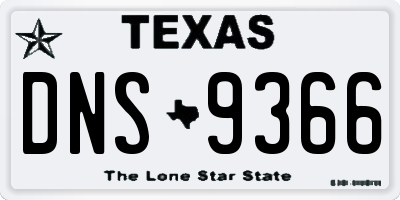 TX license plate DNS9366