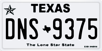 TX license plate DNS9375