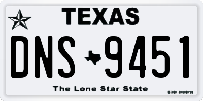TX license plate DNS9451