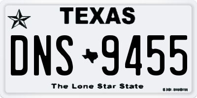TX license plate DNS9455