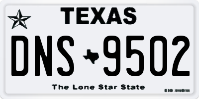 TX license plate DNS9502