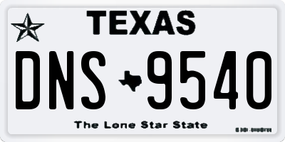 TX license plate DNS9540